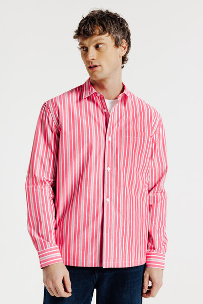 Chemise boxy ray&eacute;e en coton