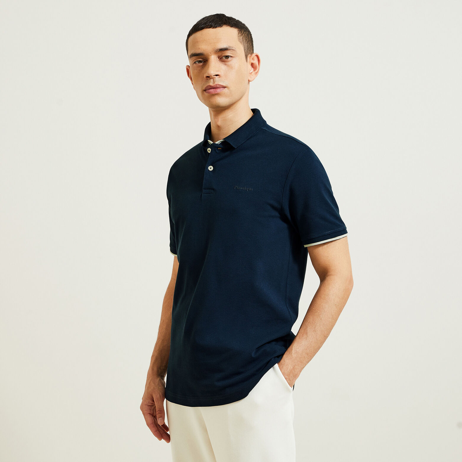 Polo met korte mouwen en borstprint