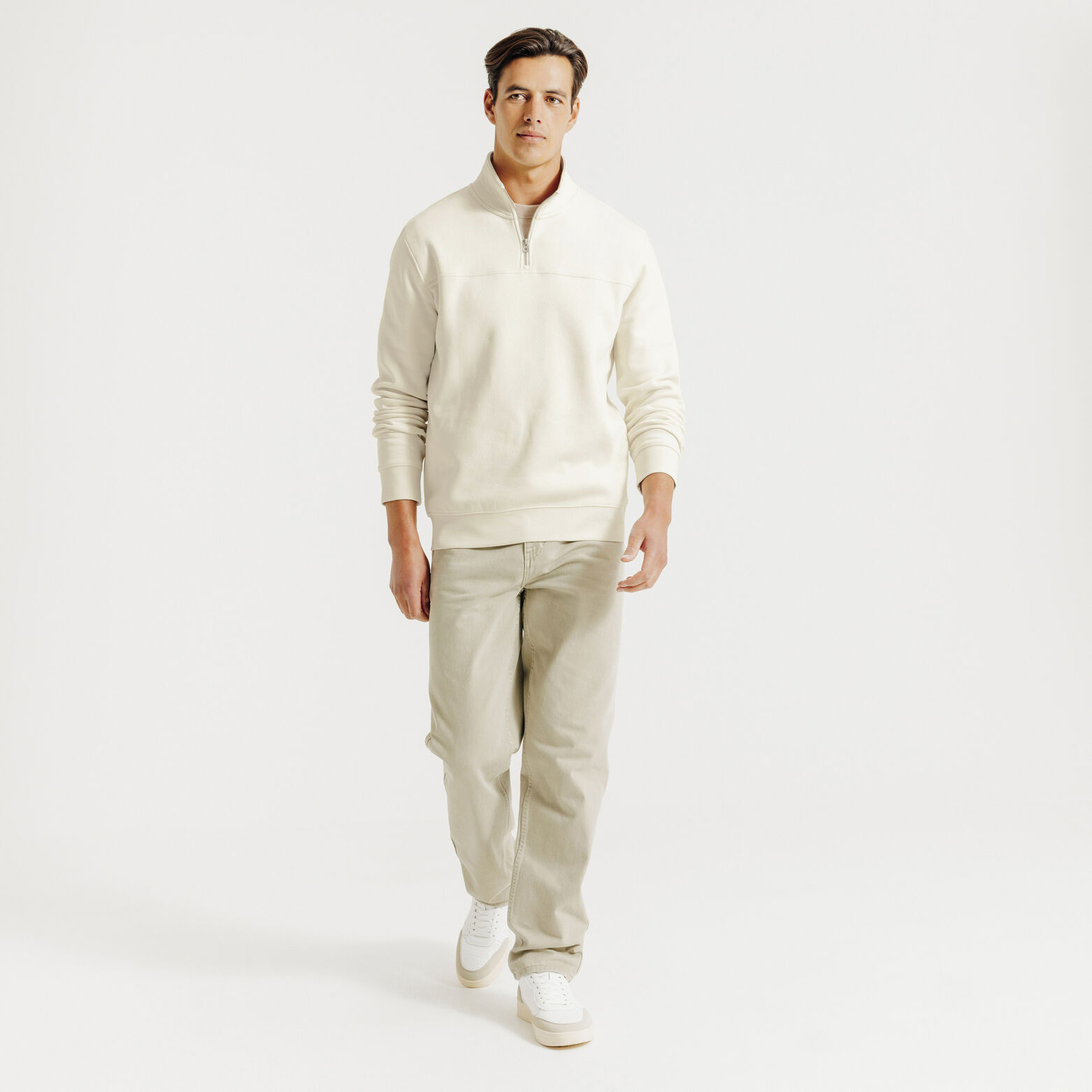 Sweat col montant zipp&eacute; uni