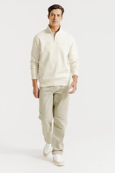 Sweat col montant zipp&eacute; uni