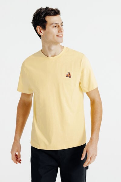 Tee shirt mati&egrave;re flamm&eacute;e broderie poitrine