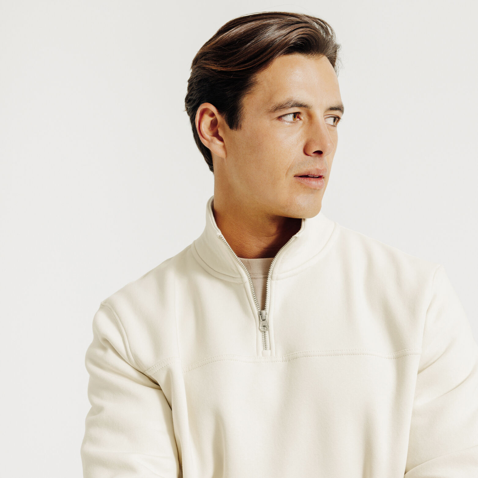 Sweat col montant zipp&eacute; uni