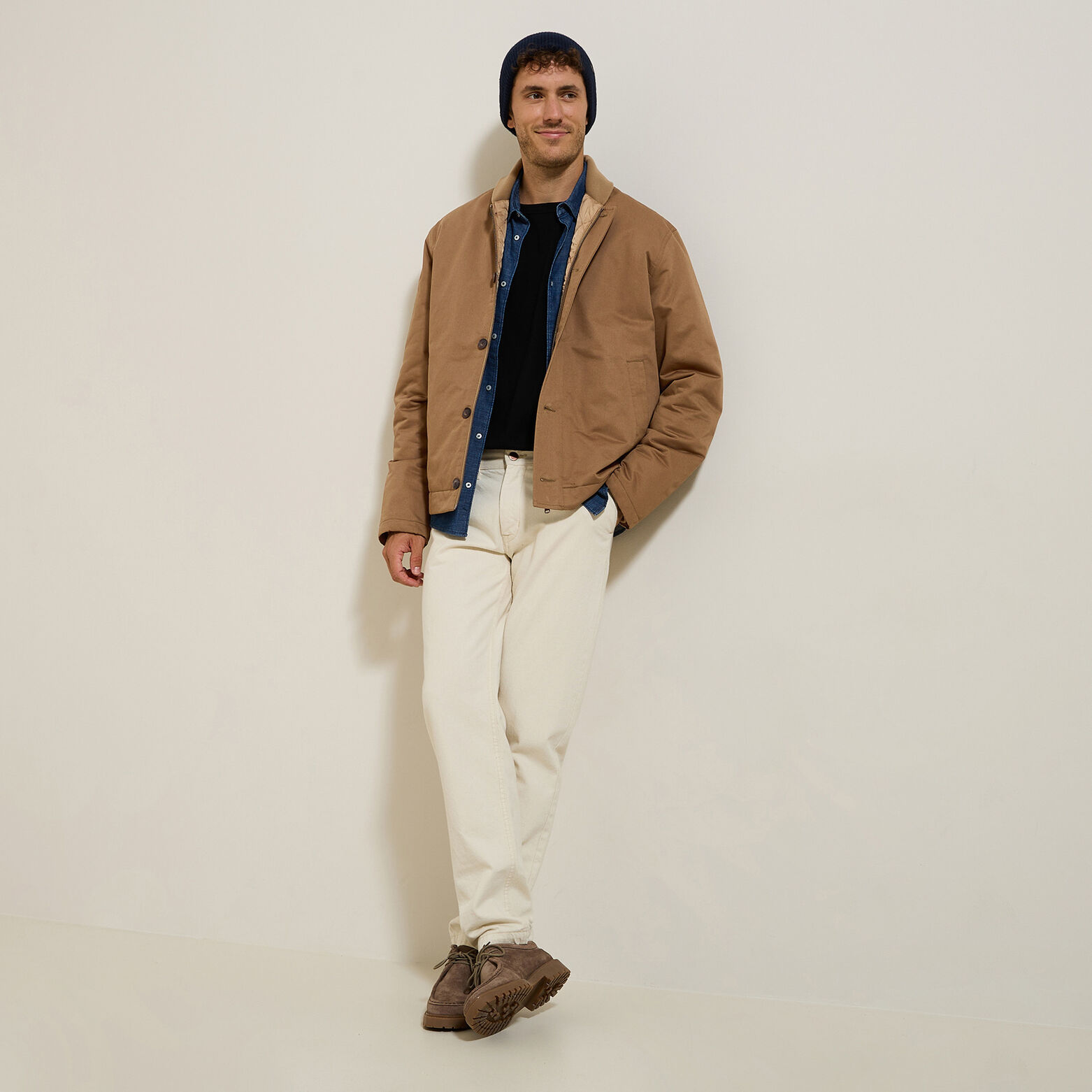 Blouson col ch&acirc;le boutonn&eacute;