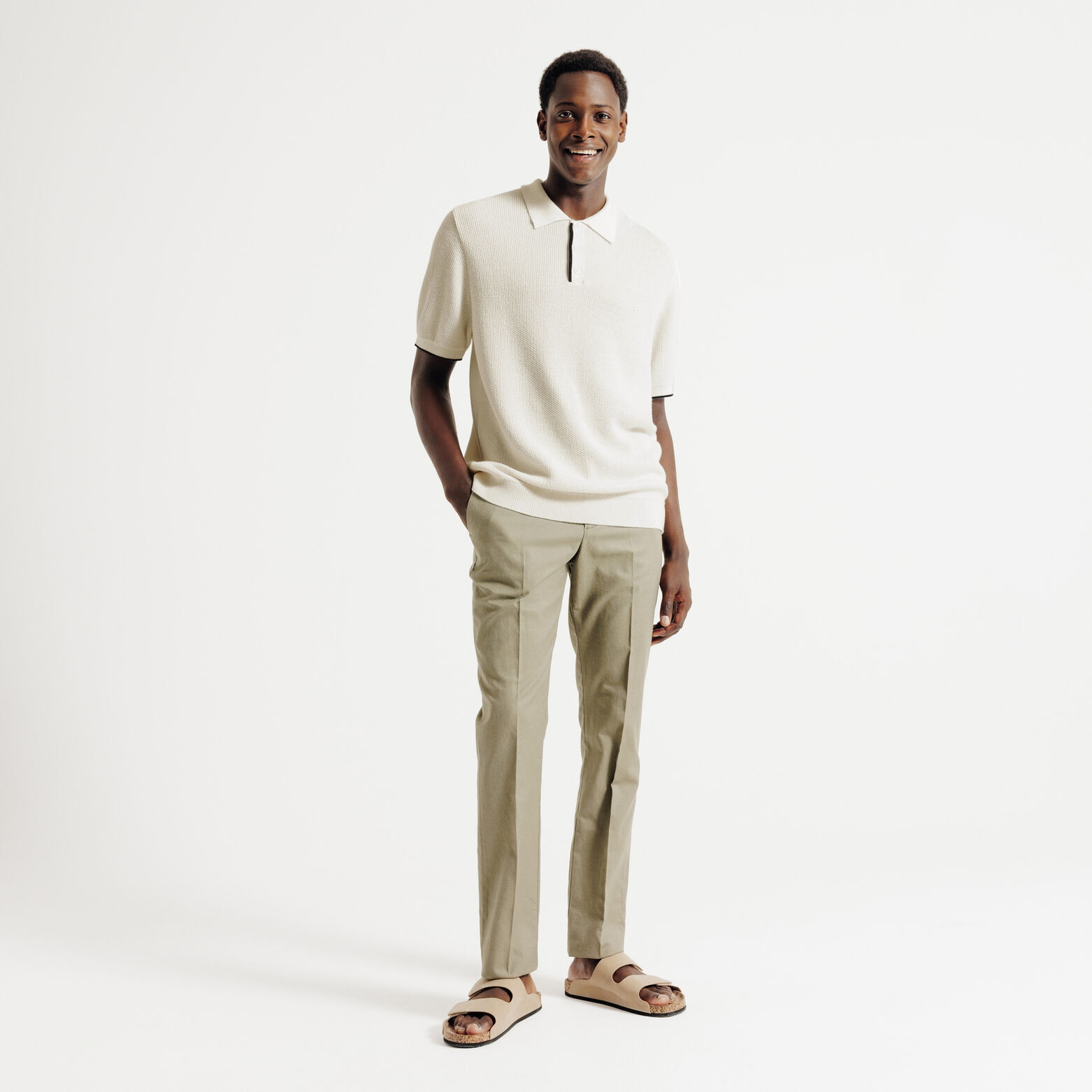 Polo en maille col boutonn&eacute;