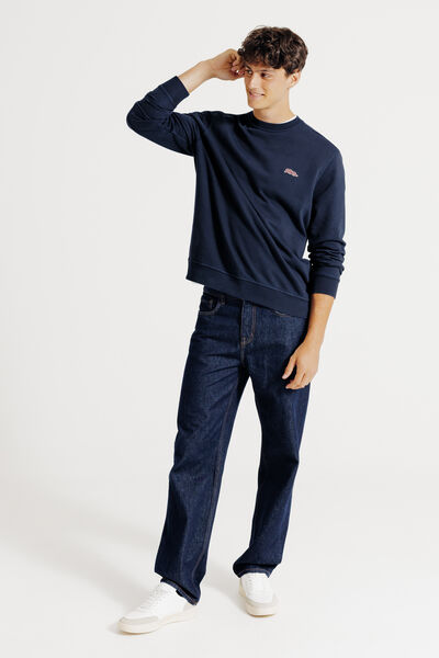 Sweat col rond effet d&eacute;lav&eacute; patch