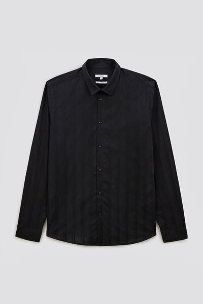Chemise en coton satin&eacute;e ray&eacute;e