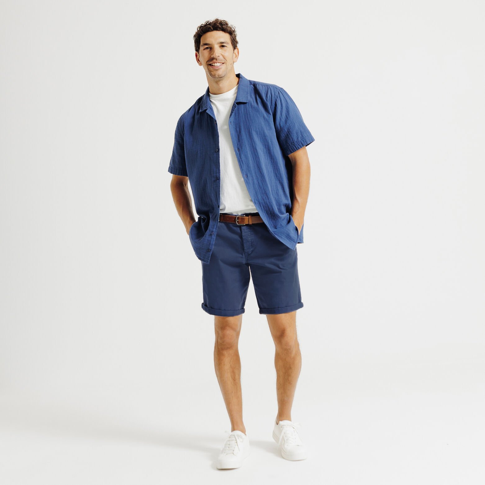 Effen chino short met riem