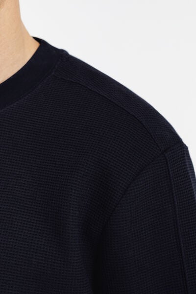 Sweat col rond gaufr&eacute;