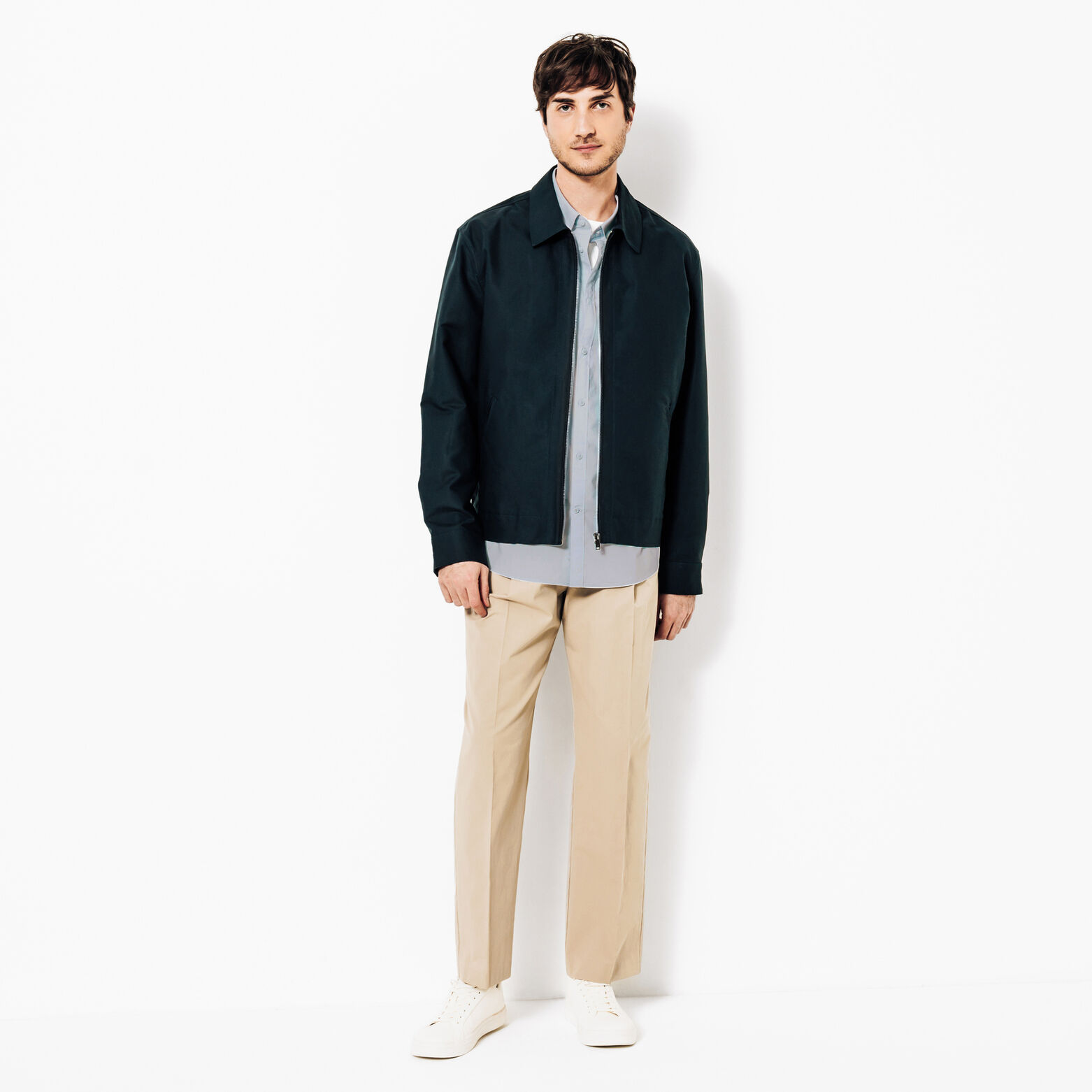 Hemd in katoen met semi Italiaanse kraag