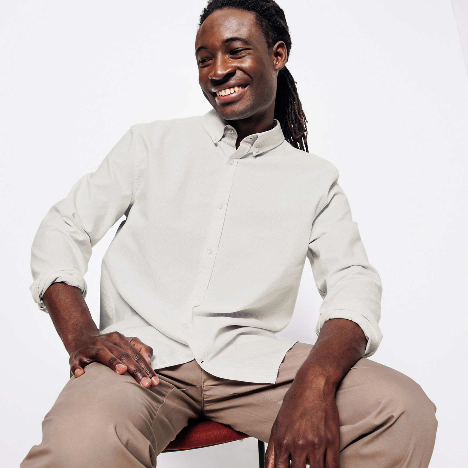 Chemise oxford en coton ray&eacute;e