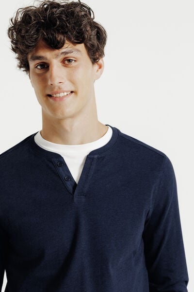 Tee shirt col tunisien manches longues