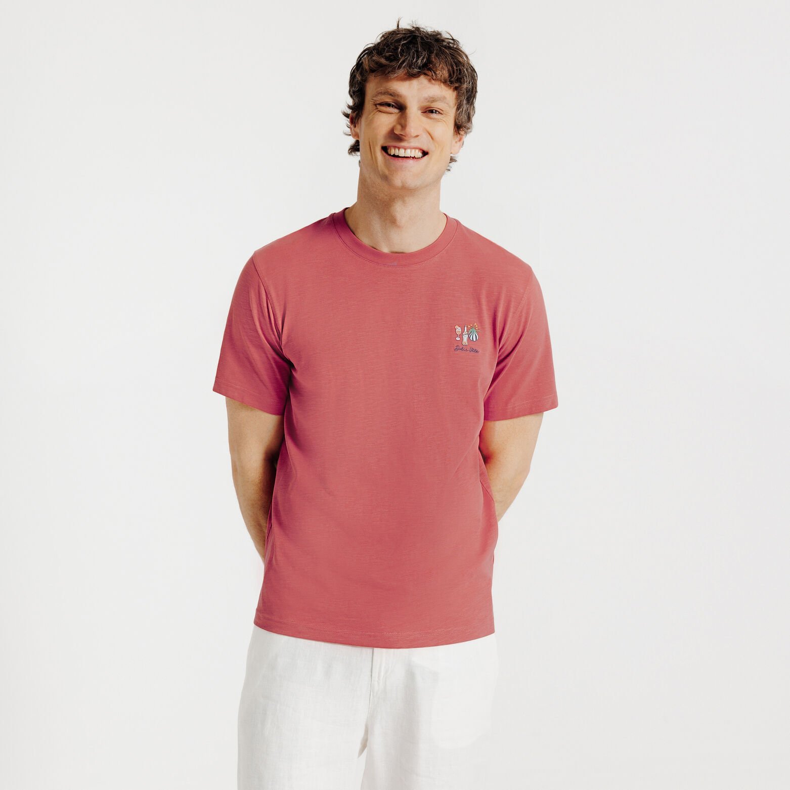 Tee shirt mati&egrave;re flamm&eacute;e broderie poitrine