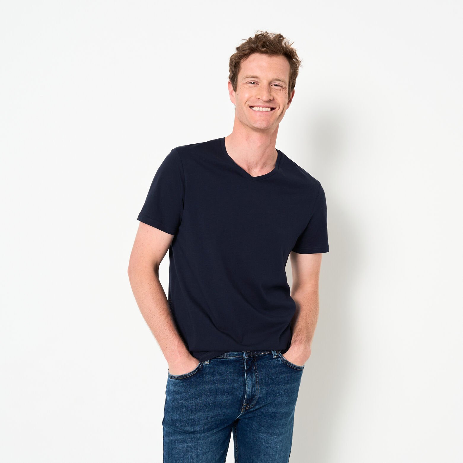 Tee shirt col V en coton