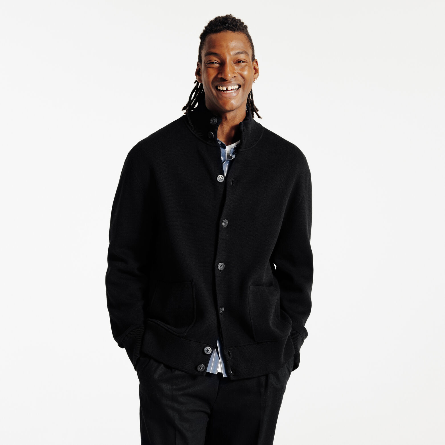 Gilet met knopen en opstaande kraag