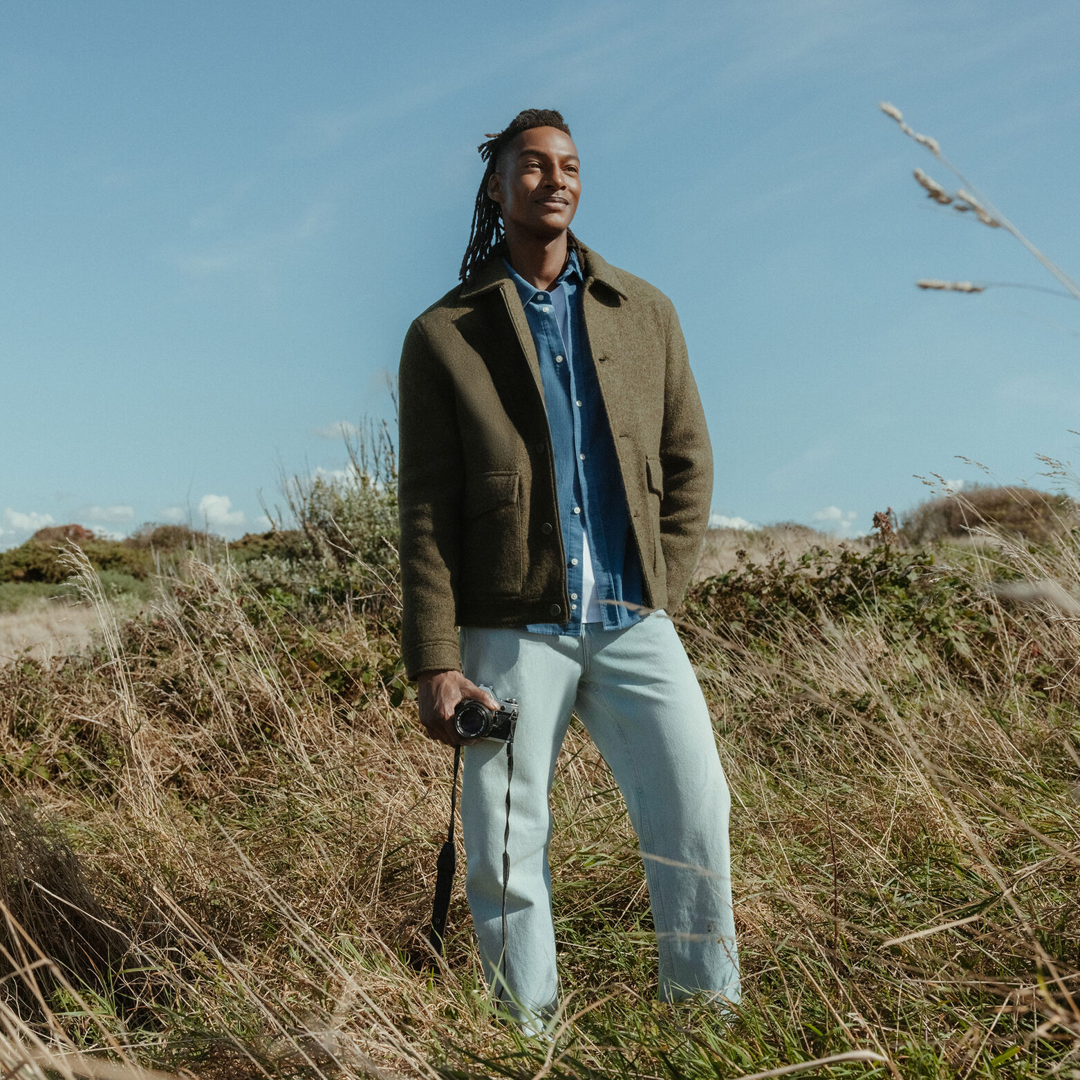 Blouson en laine col chemise