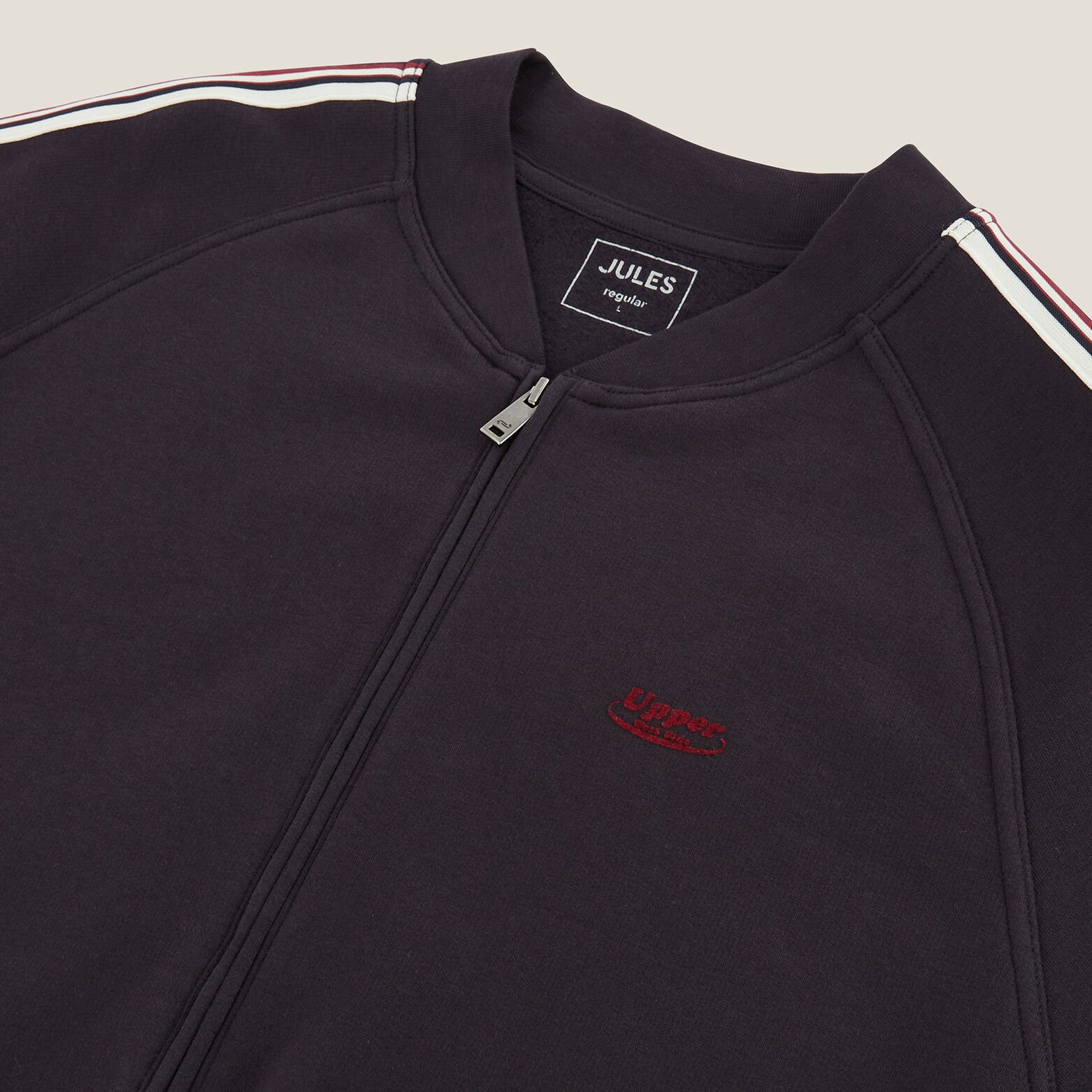 Sweater met rits en mouwstrepen