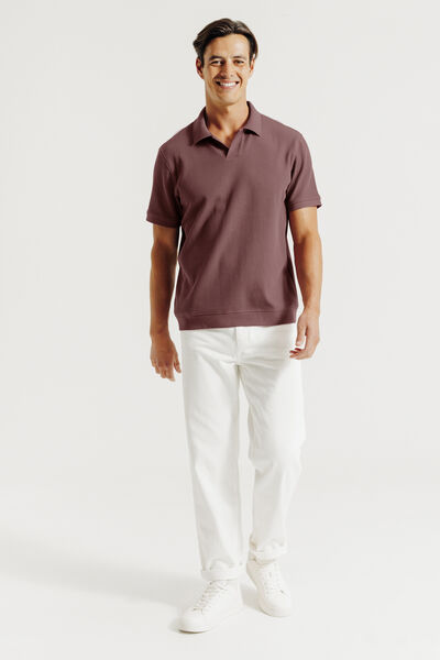 Polo manches courtes textur&eacute; col resort