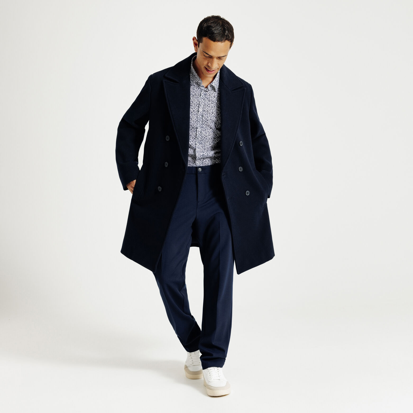 Chemise en coton imprim&eacute; floral slim