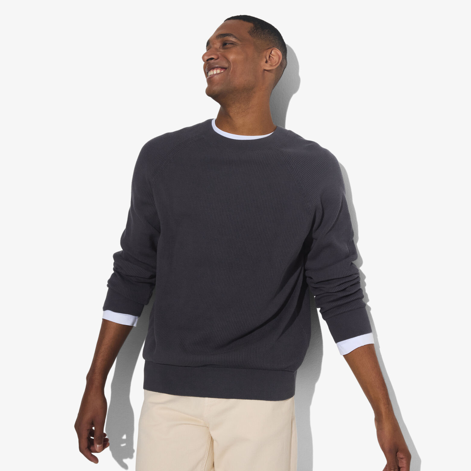 Trui met ronde hals in ribstof