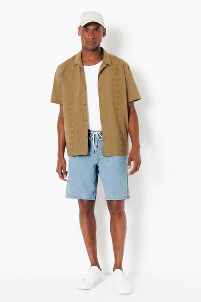 Denim short timmerwerk detail