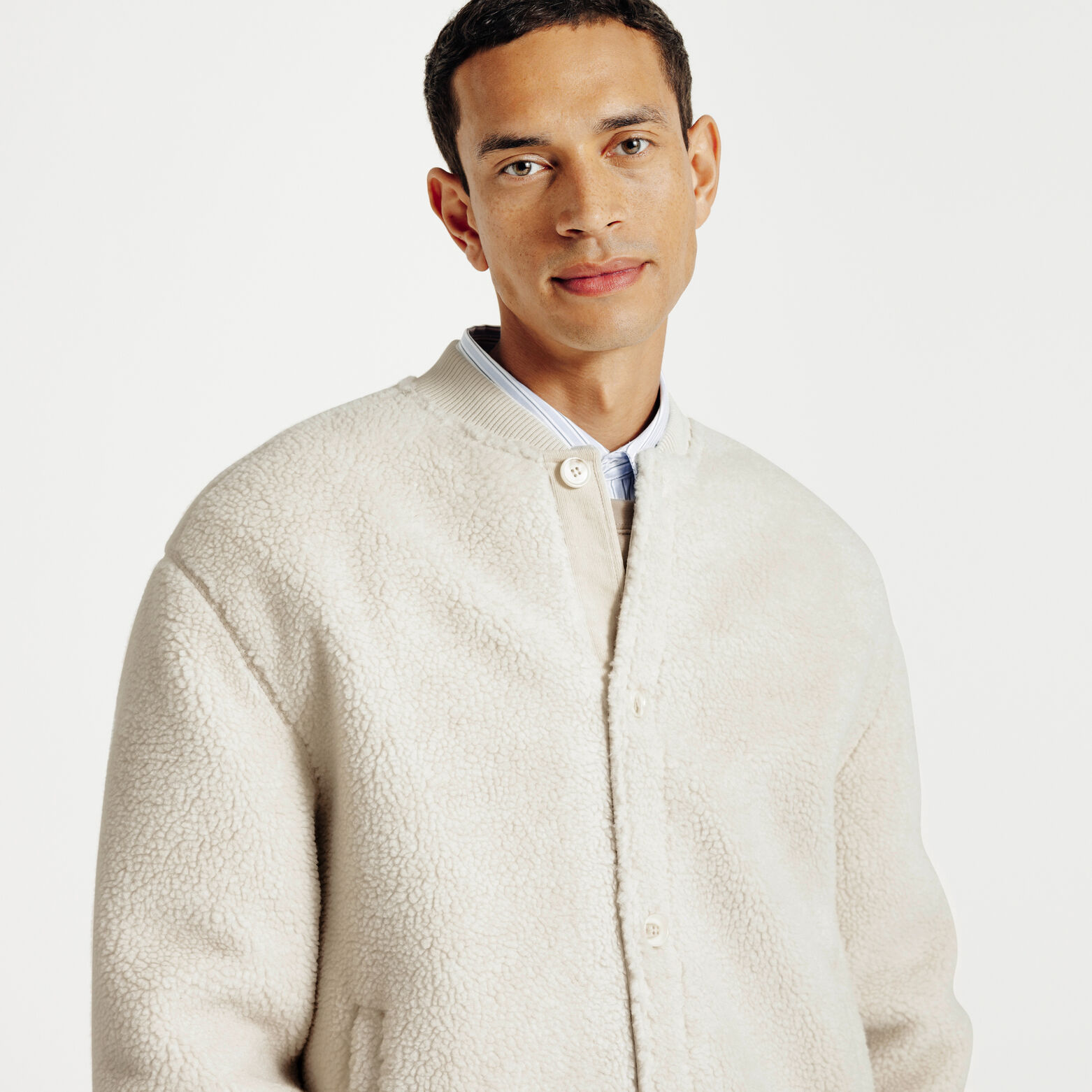 Sweat boutonn&eacute; en sherpa