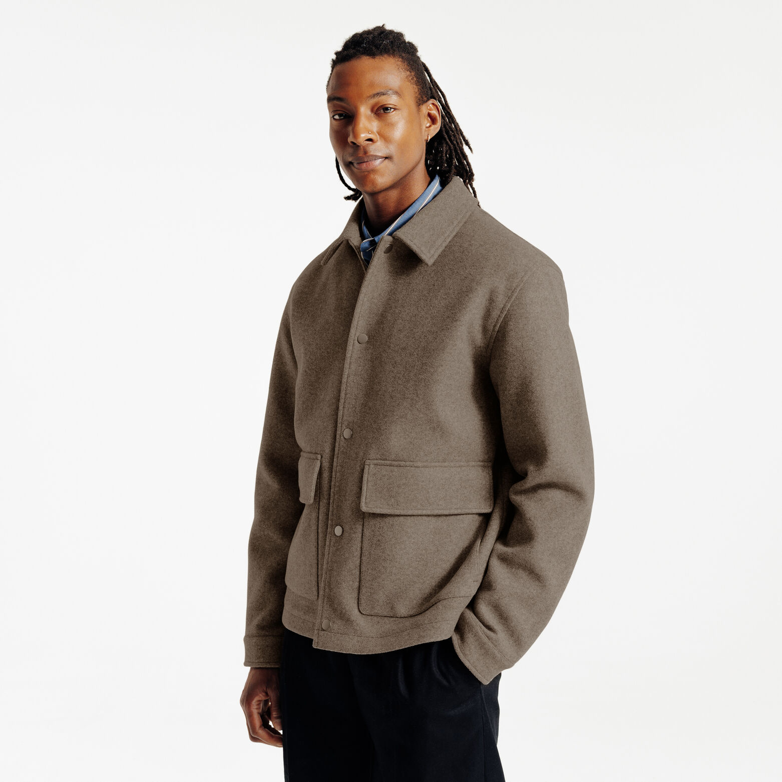 Blouson col chemise pressionn&eacute;