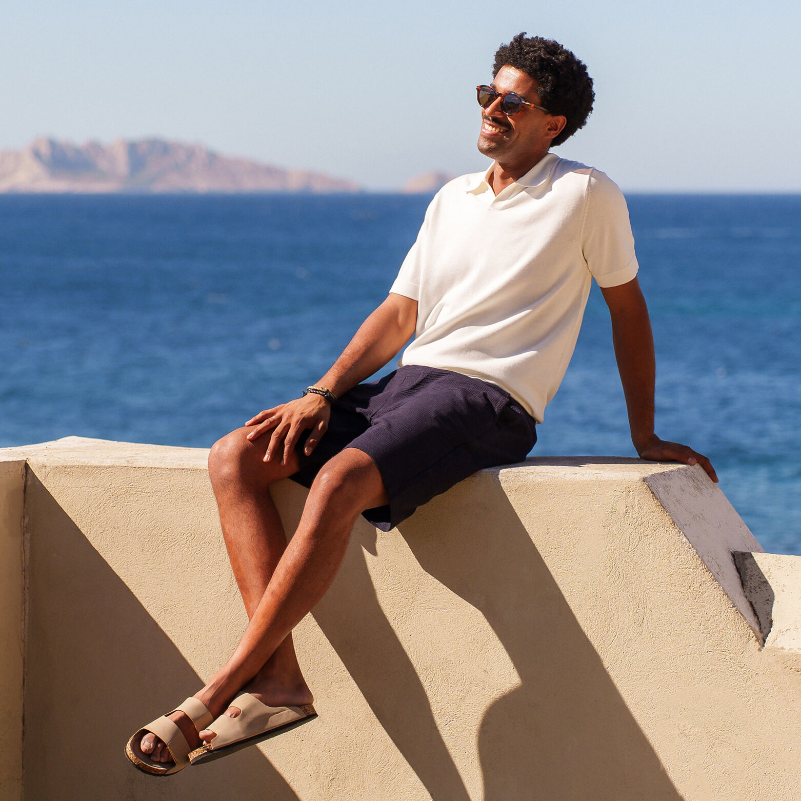 Polo en maille jeux de points fantaisie