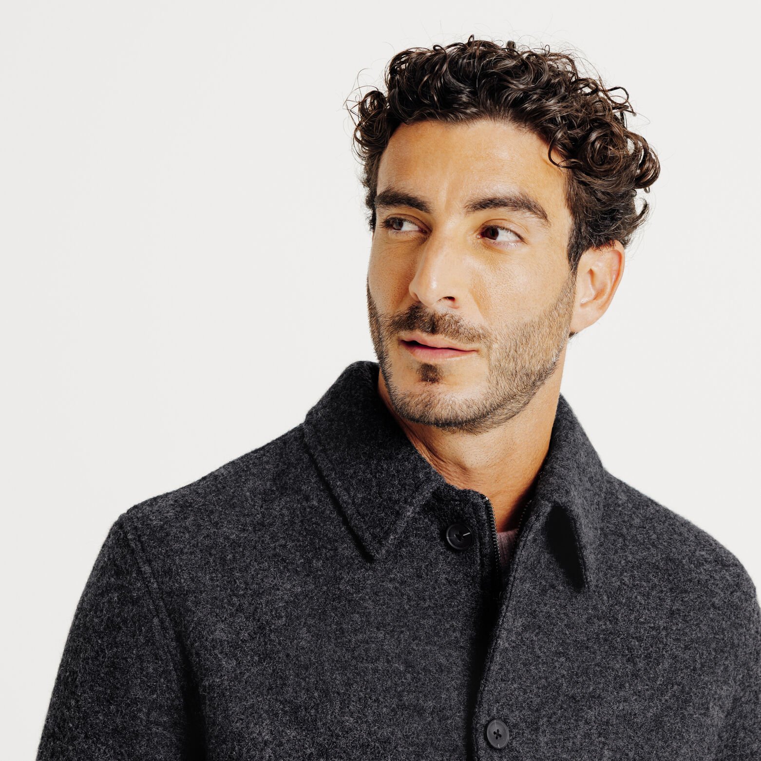 Jack met hemdskraag in wol