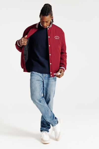 Pull col rond jeux de points fantaisie