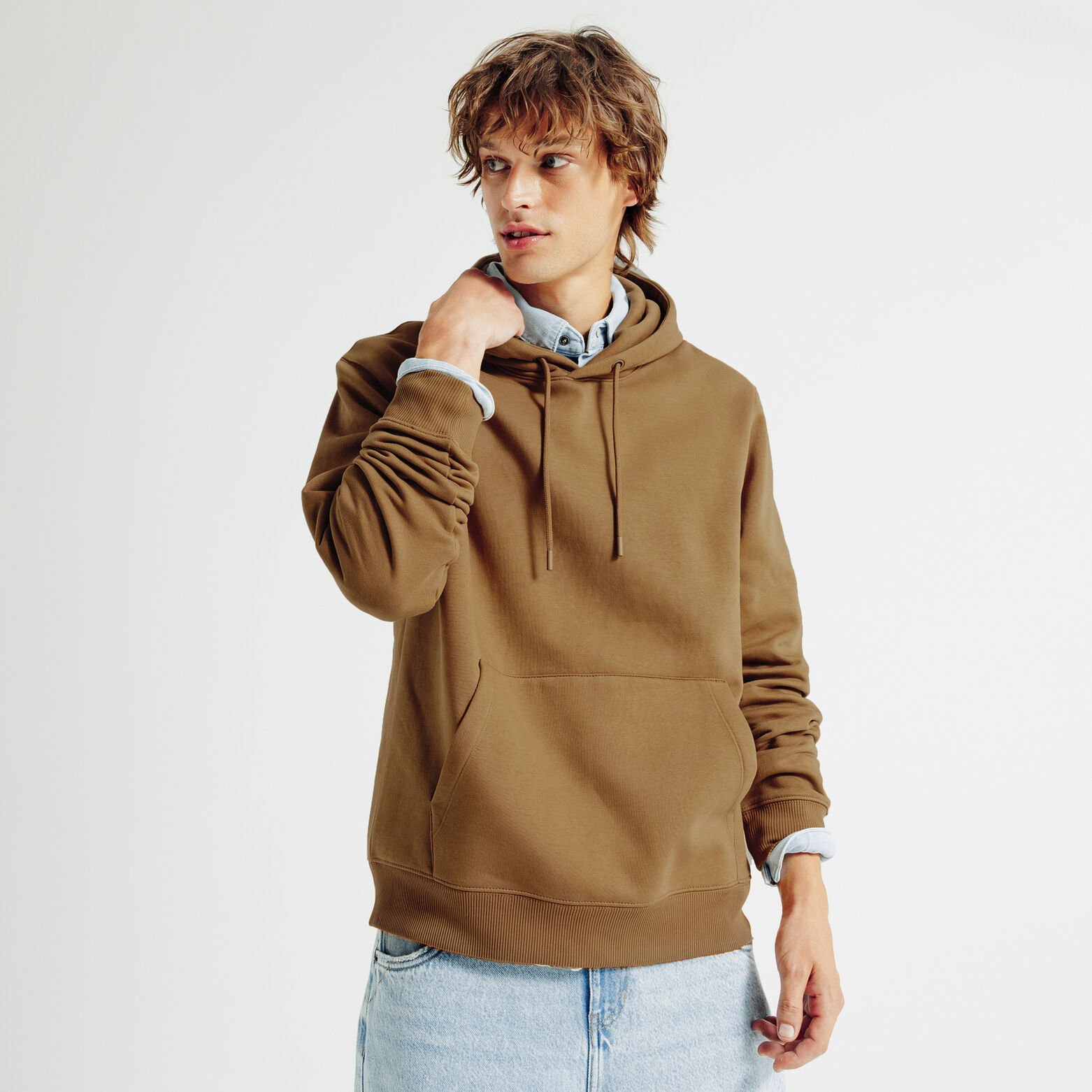 Effen sweater met kap