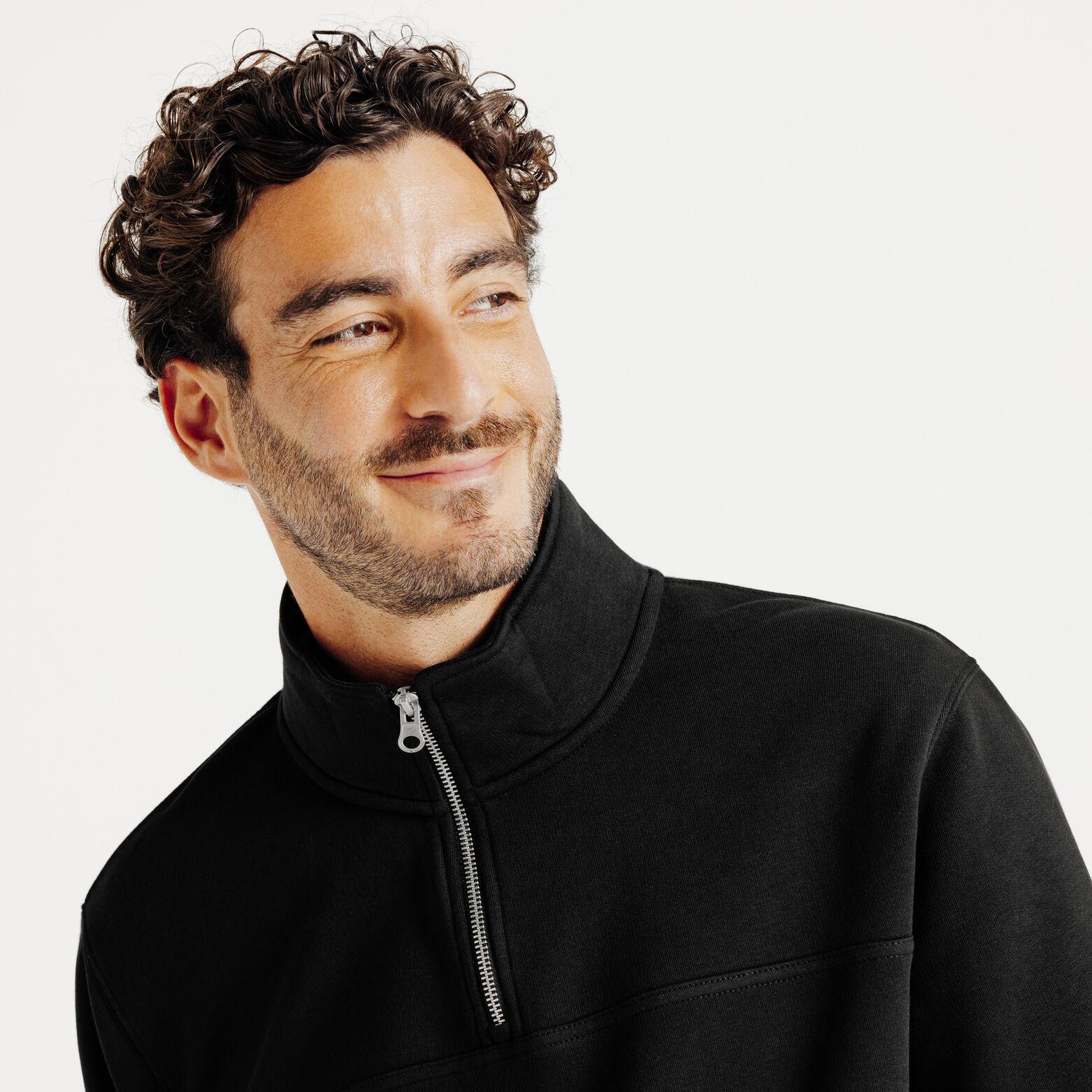 Sweat col montant zipp&eacute; uni