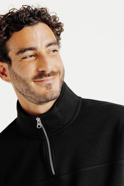 Sweat col montant zipp&eacute; uni