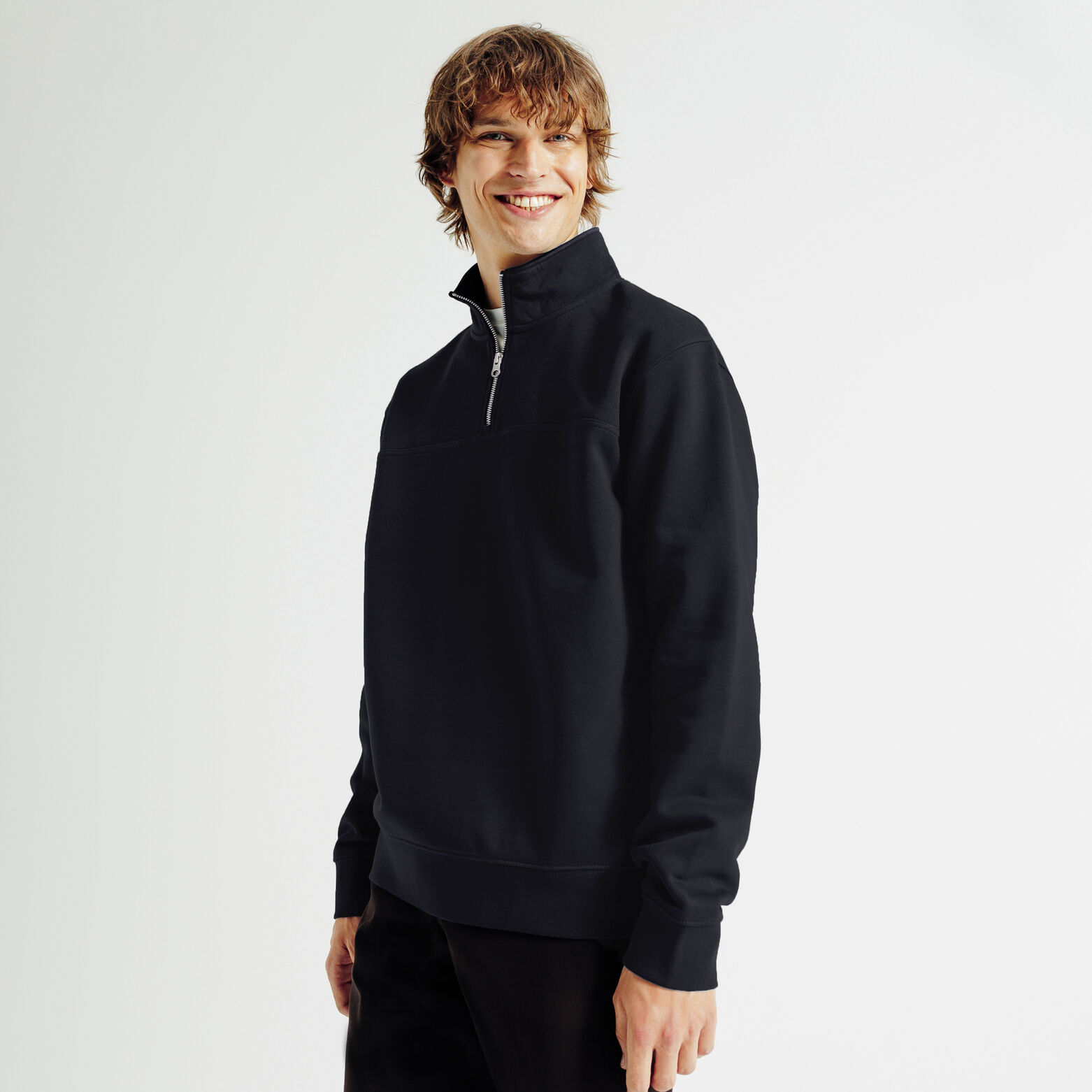 Sweat col montant zipp&eacute; uni