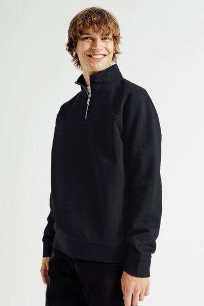 Sweat col montant zipp&eacute; uni