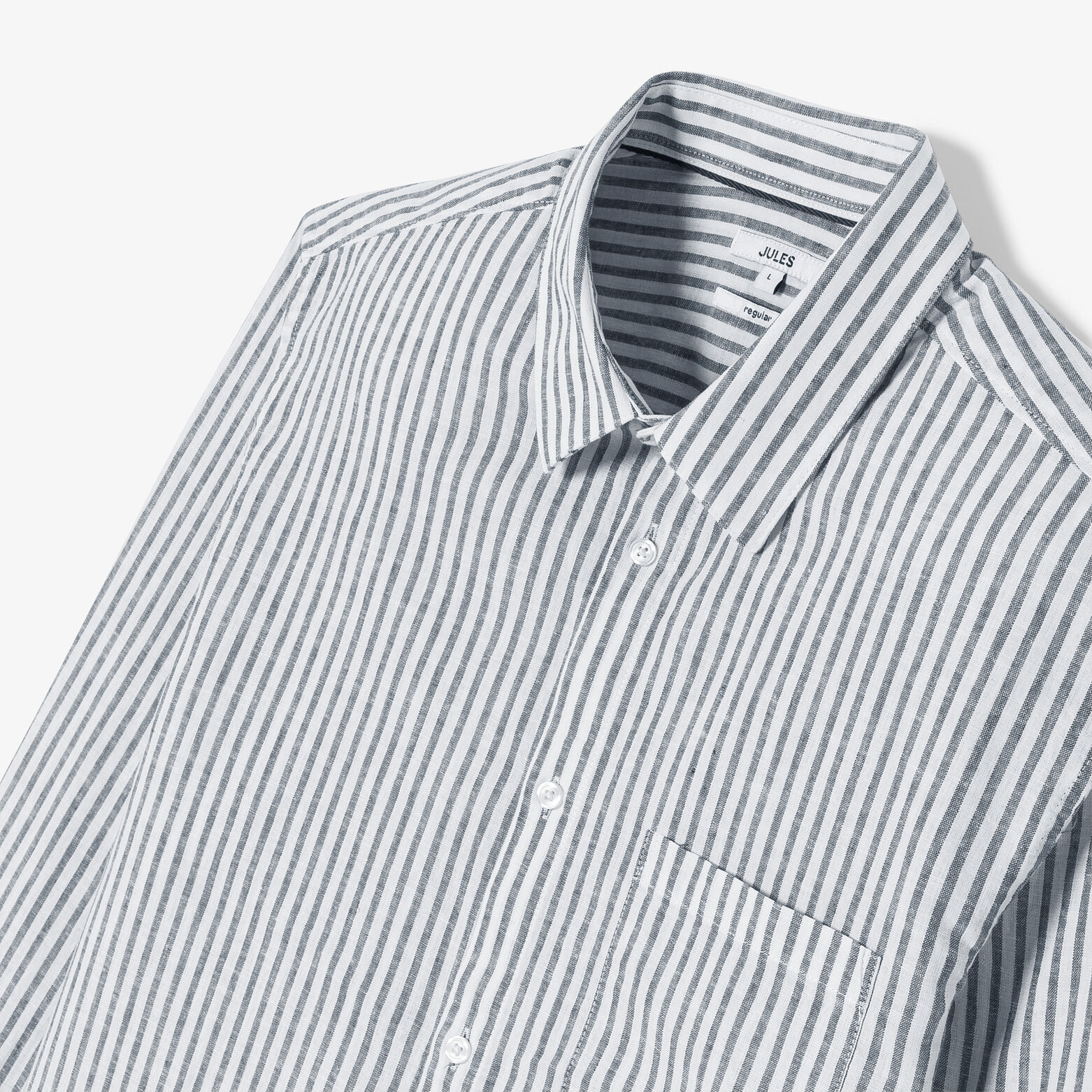 Gestreept hemd in katoen en linnen