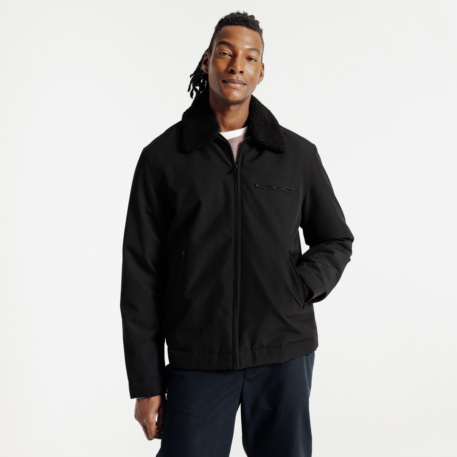 Jack met afneembare hemdskraag in sherpa