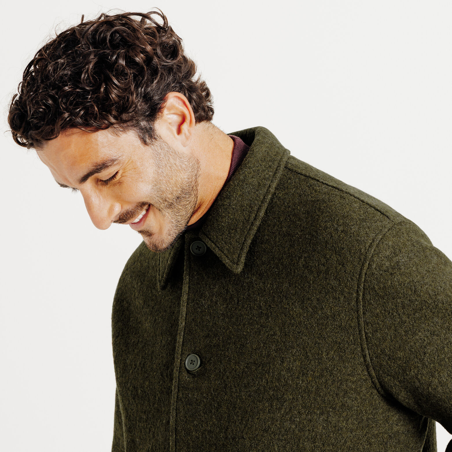 Blouson en laine col chemise