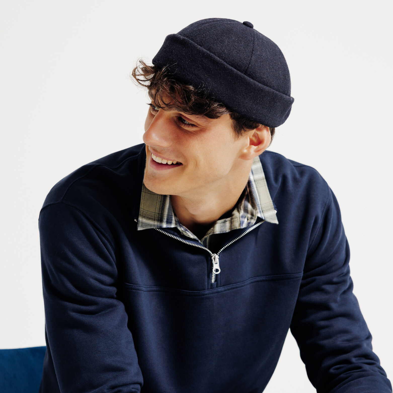 Casquette sans visi&egrave;re en flanelle