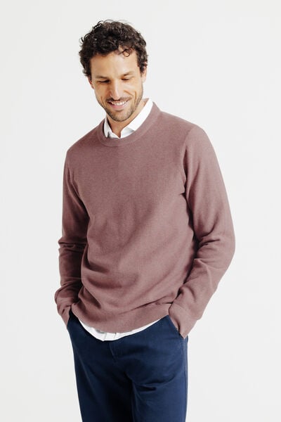 Pull col rond jeux de points fantaisie