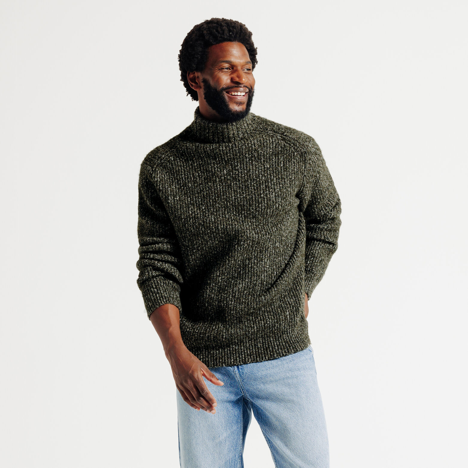 Trui rolkraag in tweed