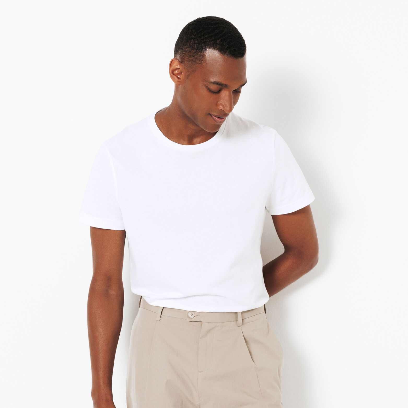 Tee shirt en coton col rond basique