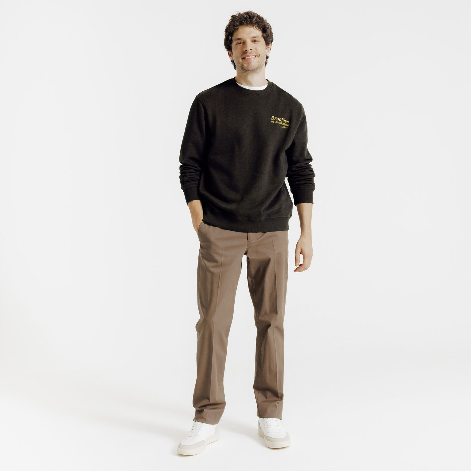 Sweater met ronde hals, print op voor-en achterkan