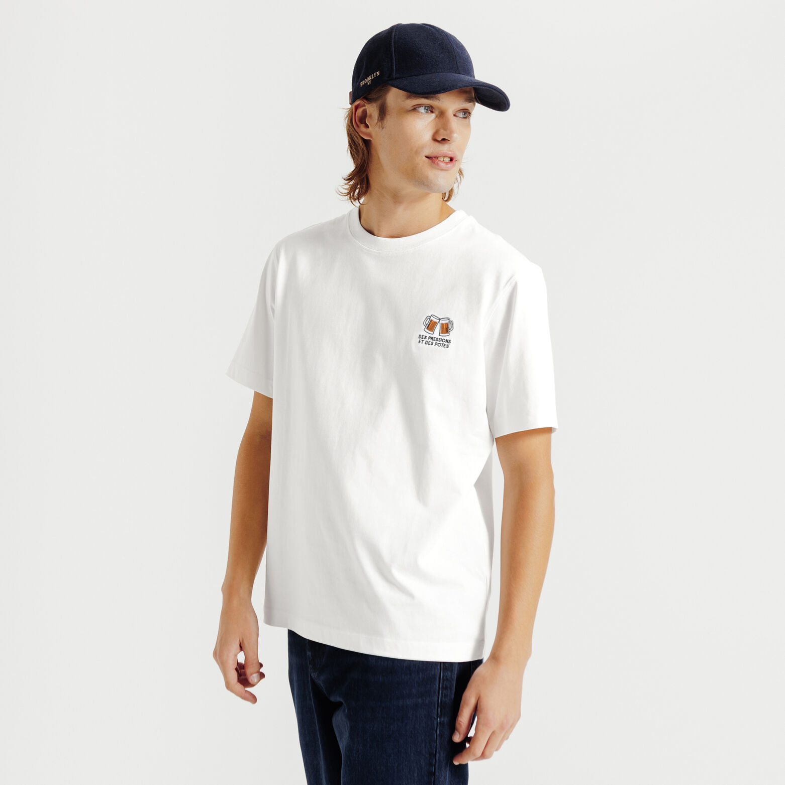 Tee shirt brod&eacute; poitrine en coton