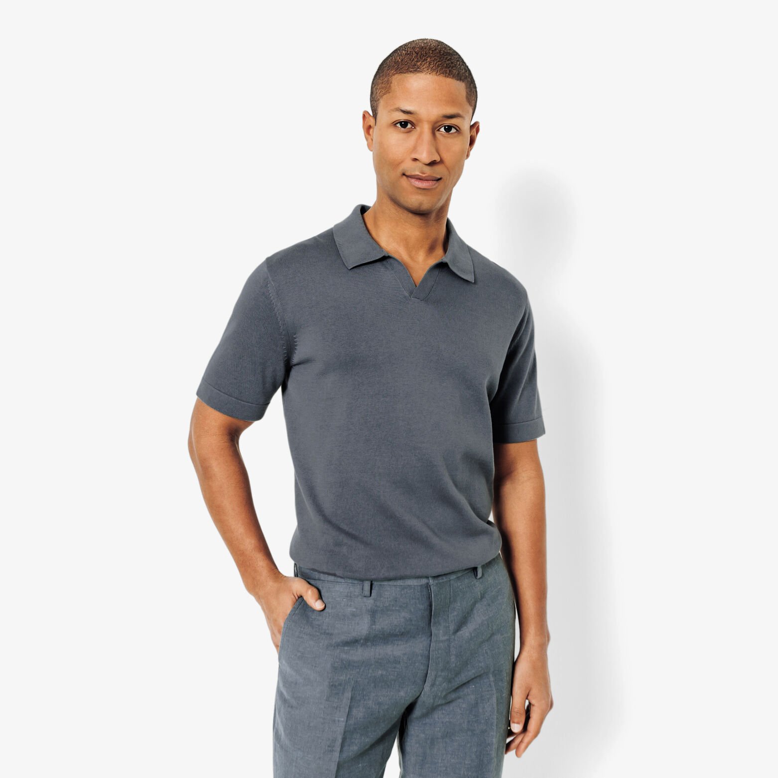 Polo in tricot met jersey resortkraag