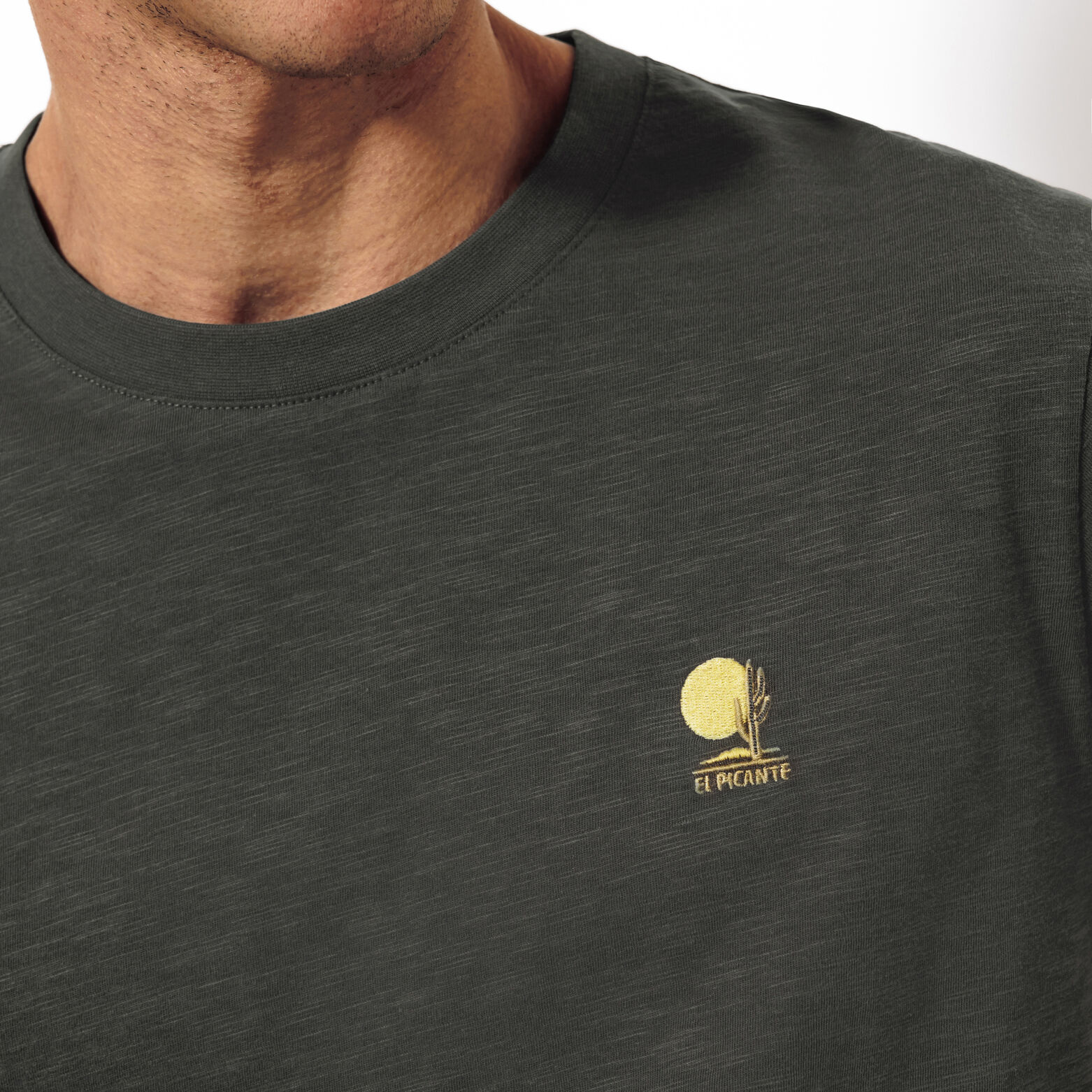 Tee shirt mati&egrave;re flamm&eacute;e broderie poitrine