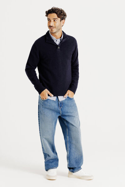 Pull col montant boutonn&eacute; lambswool