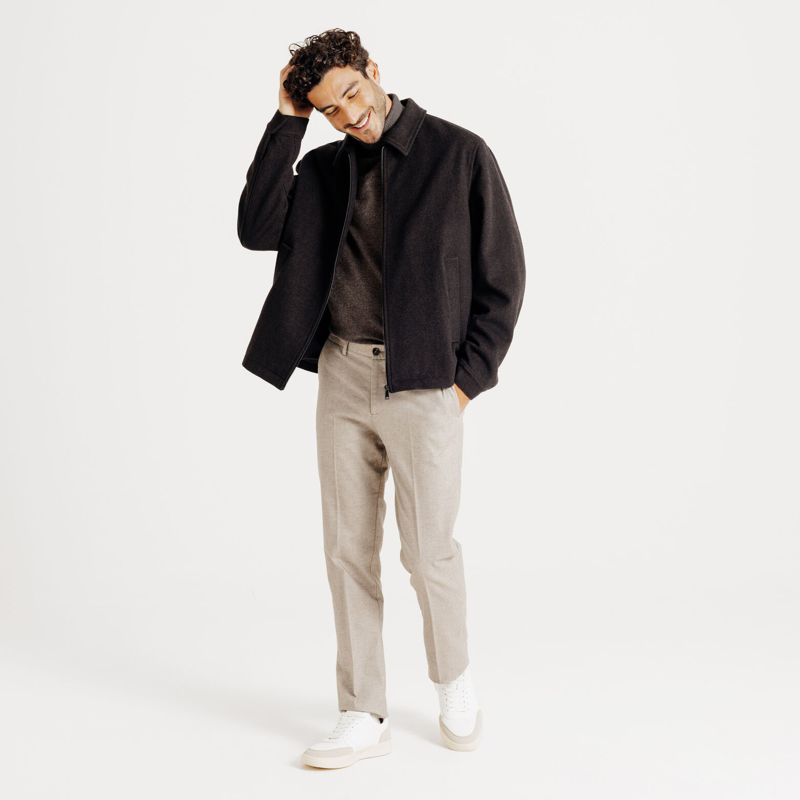 Pull col roul&eacute; m&eacute;rinos cachemire