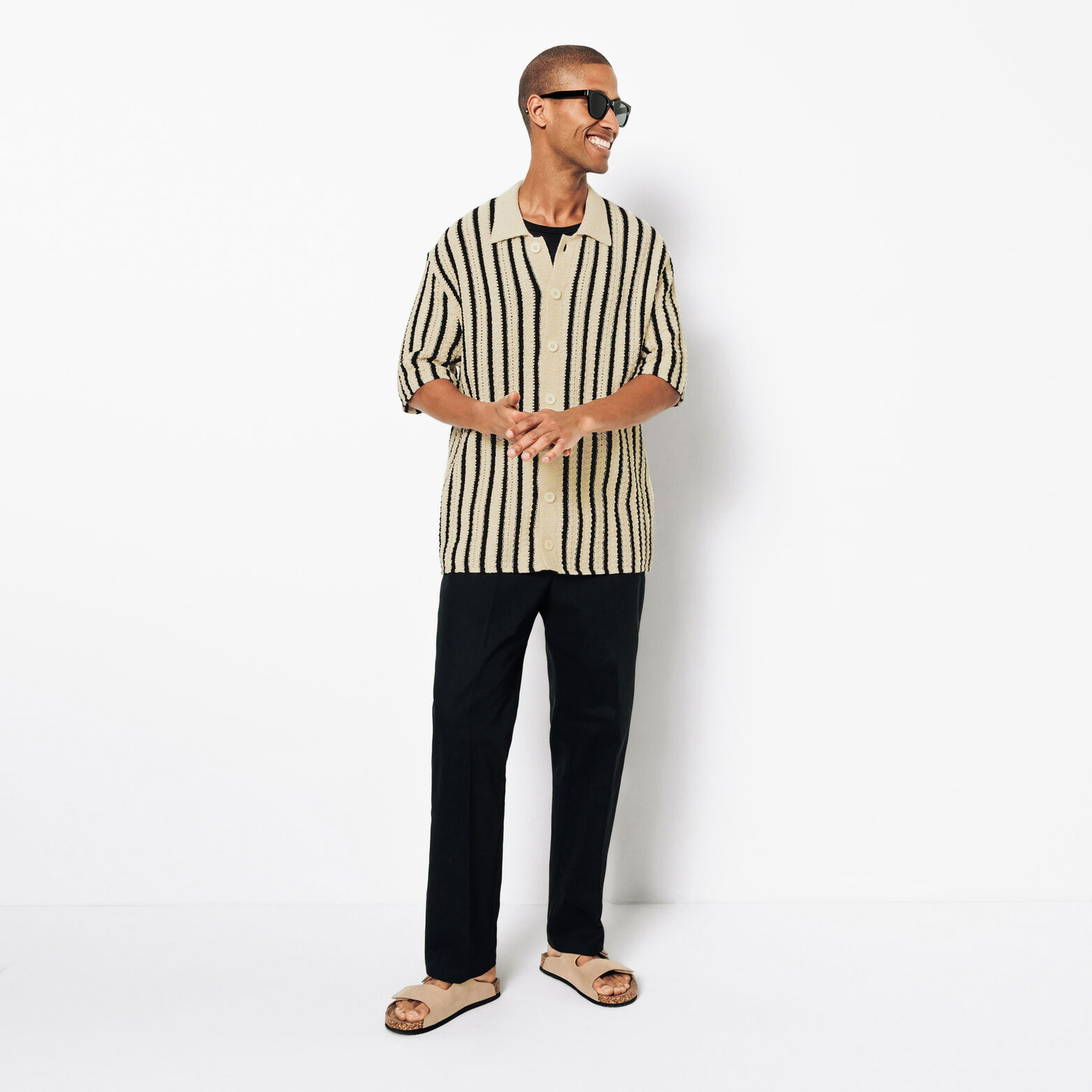 Chemisette en maille jeux de points rayures