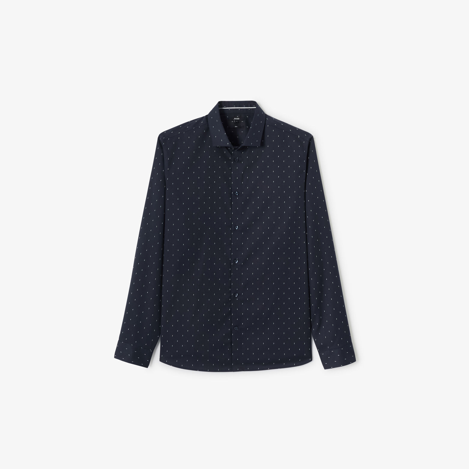 Slim hemd met microprint in katoen