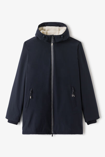 Parka longue &agrave; capuche doubl&eacute;e en sherpa